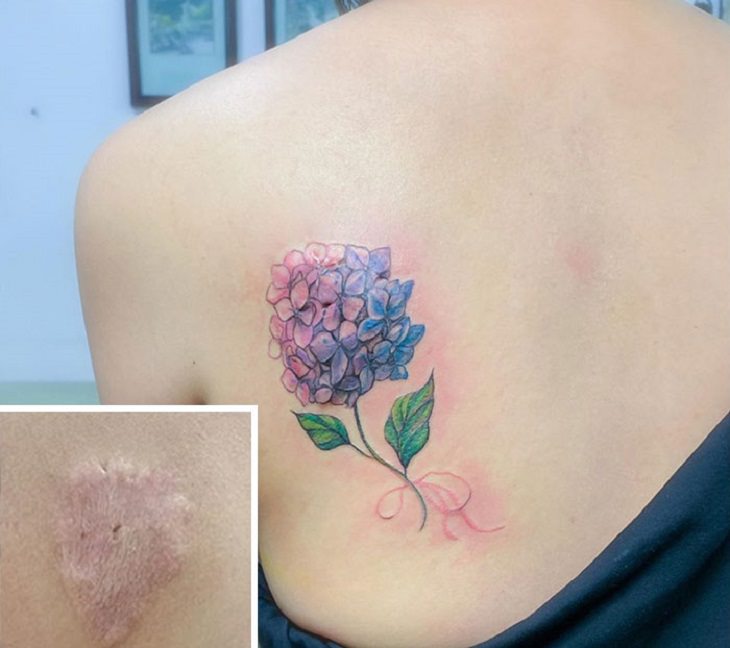Single needle lotus flower tattoo on the ankle