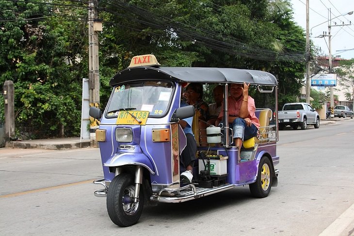Bizarre, strange, unique and creatively designed taxi cabs found all around the world, Tuk-Tuk, Thailand