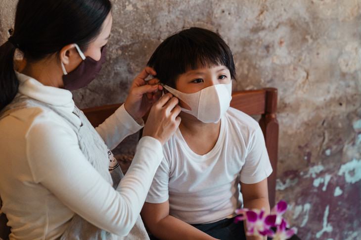 COVID Toes, coronavirus masks parent and child