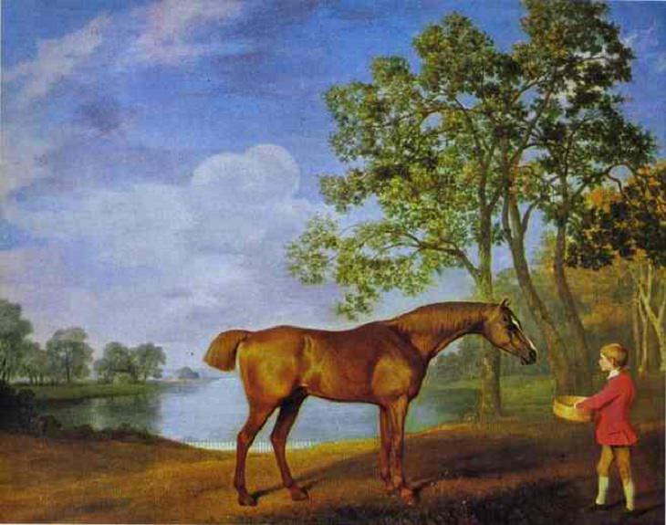 Best horse-inspired paintings by English artist George Stubbs who influenced 18th century romanticism, Pumpkin with a Stable Lad, 1774