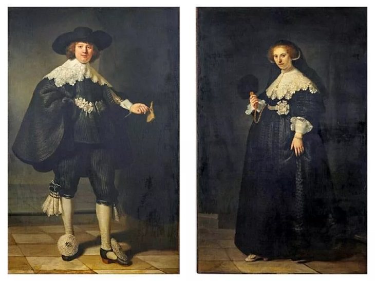 Pinturas Costosas Retratos colgantes de Maerten Soolmans y Oopjen Coppit, de Rembrandt van Rijn - Vendidos por $ 180 millones