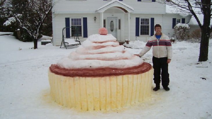 snow art, cupcake
