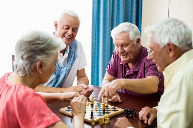 seniors playing chess