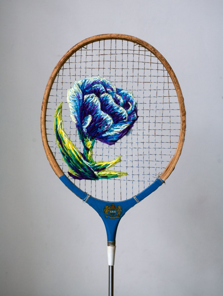 Danielle Clough tennis racket Embroideries