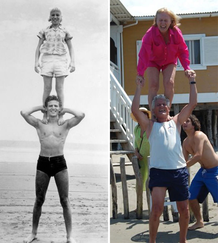 16. Hermano y hermana hace 55 años vs. ahora