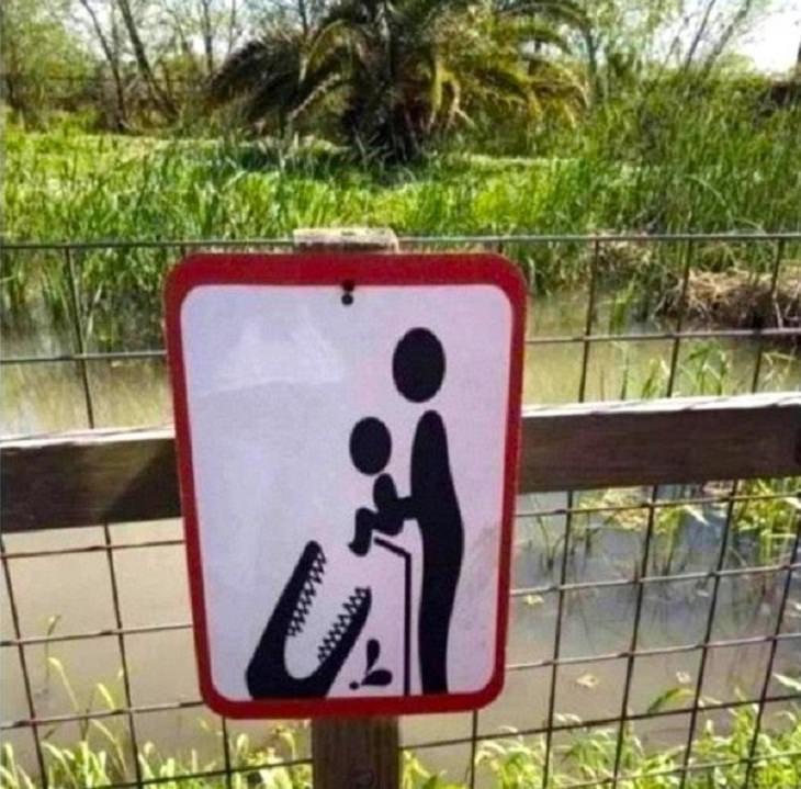 Funny Street Signs, croc