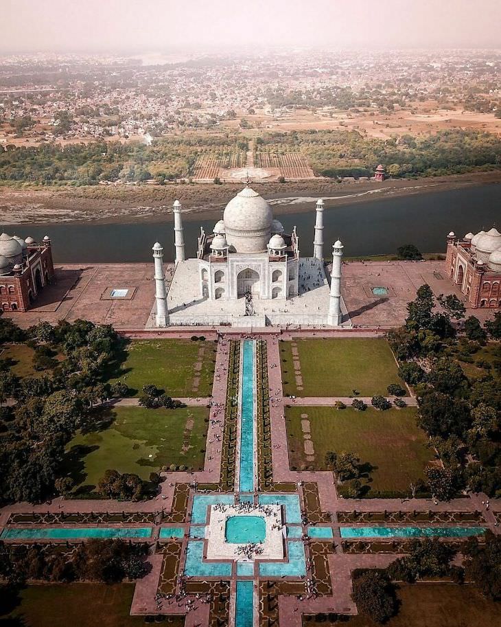 25 Fotos Aéreas Del Mundo Taj Mahal en Agra, India