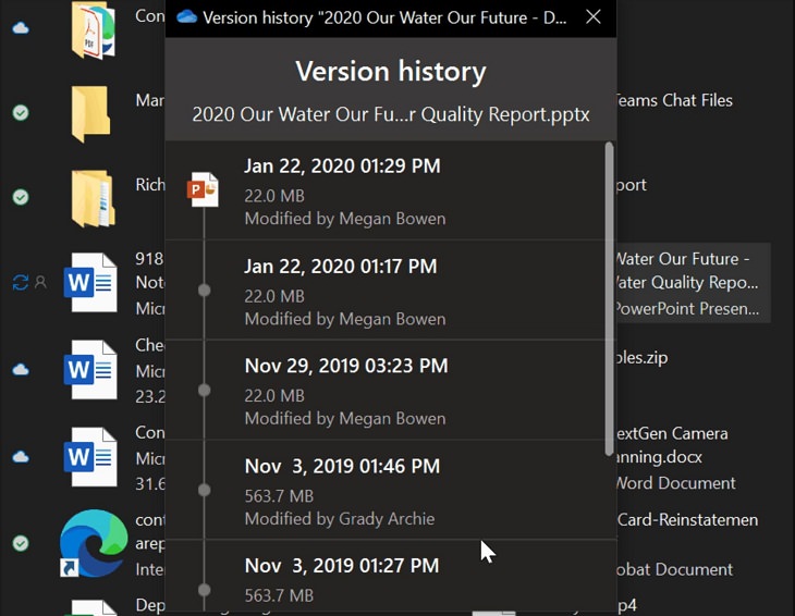 Microsoft OneDrive Tips, restore previous versions 