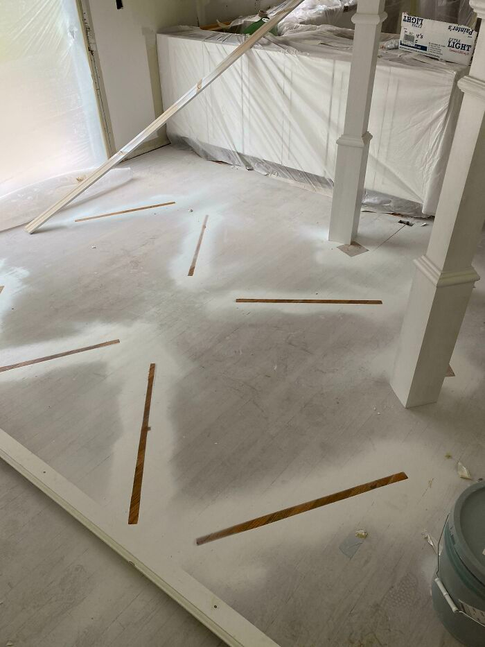 forget to cover the floor when painting the doors