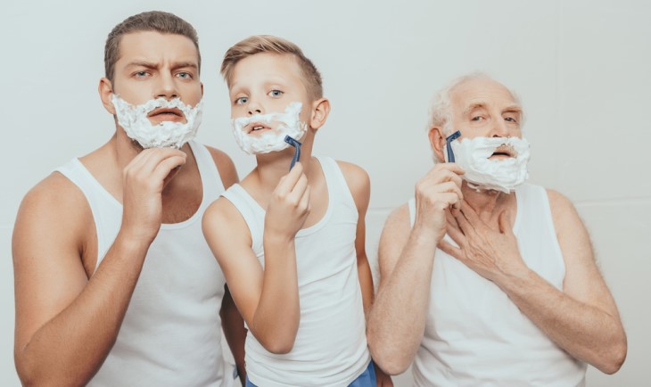 men of different ages shaving