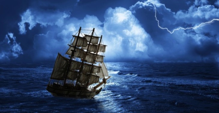 ship in stormy weather