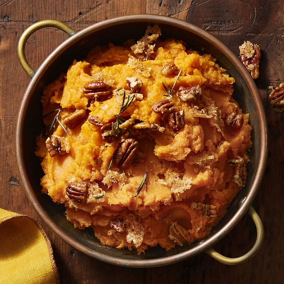 mashed sweet potatoes with rosemary and pecan 