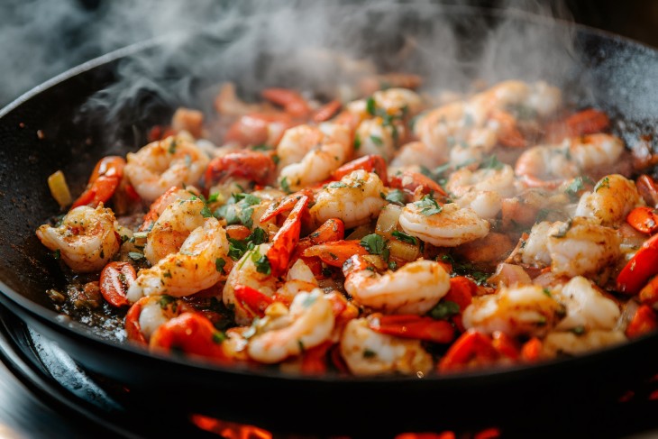 cooking shrimp