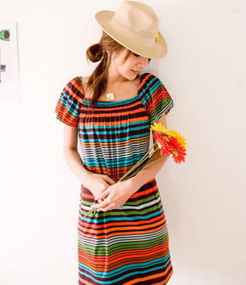 stripped colourful dress
