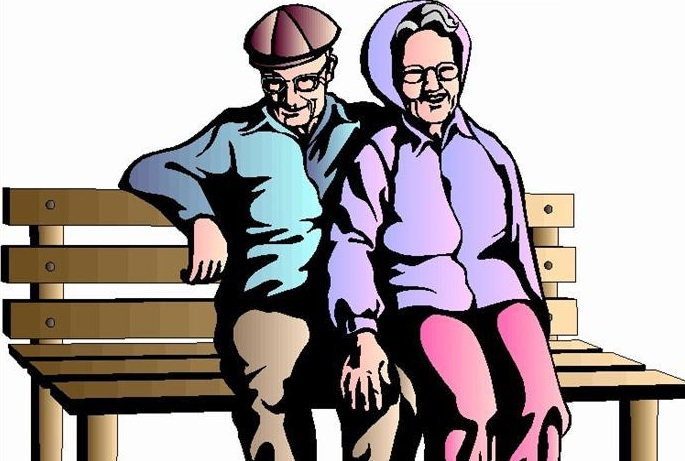 image of old couple on a bench