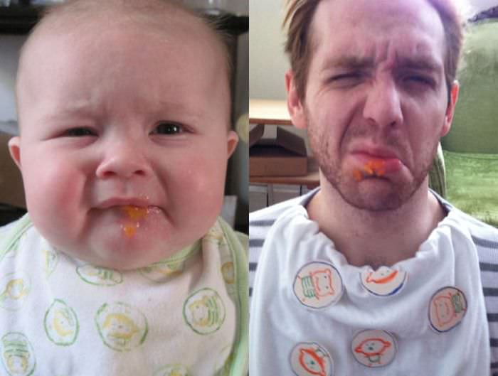 dad imitates baby
