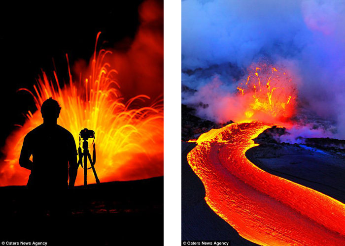lava and water