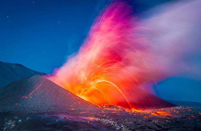 beautiful volcano eruption