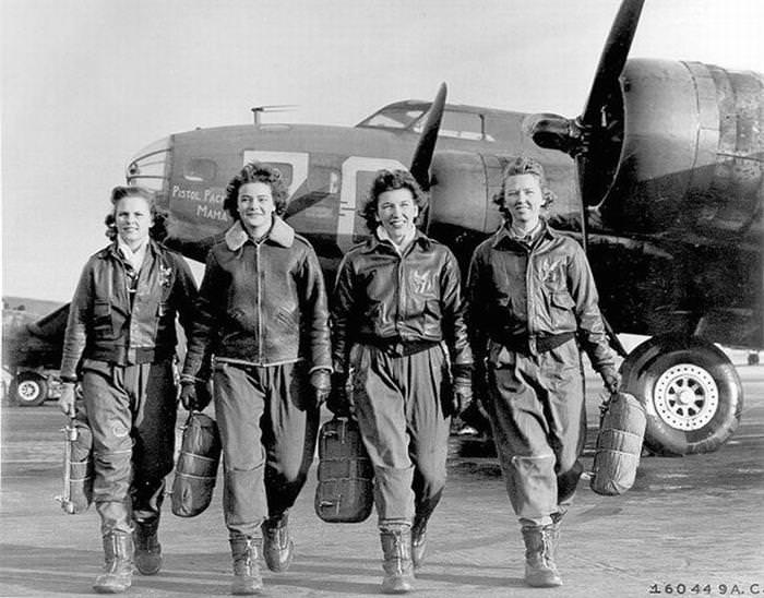 33 strong women A Group of Female Pilots Exiting Their B-17, "Pistol Packin' Mama." (Circa 1941 - 1945)