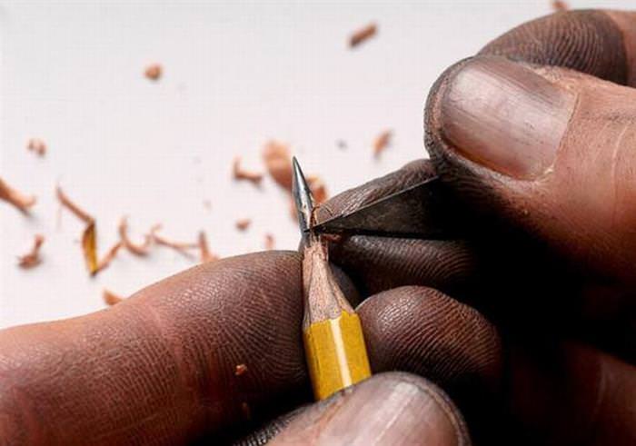 Miniature Carvings on Lead Pencil Tips