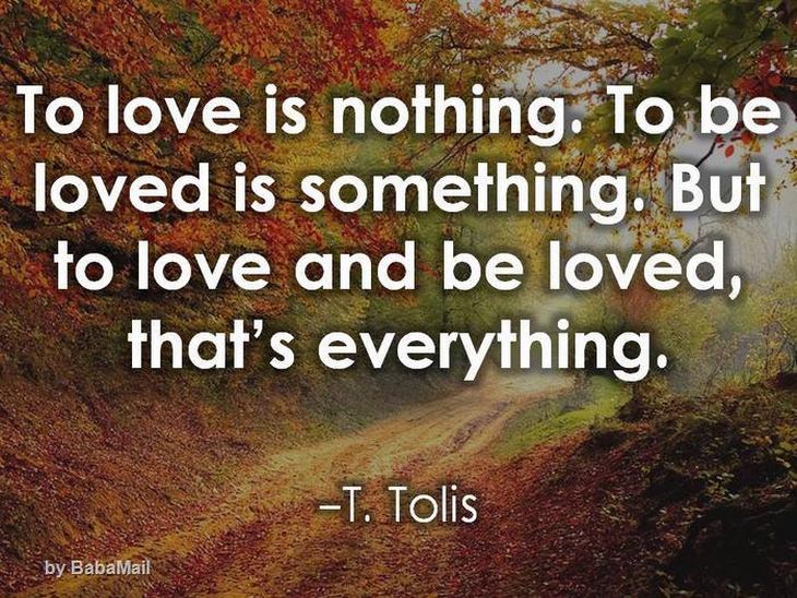 To love is nothing. To be loved is something. But to love and be loved, that's everything.