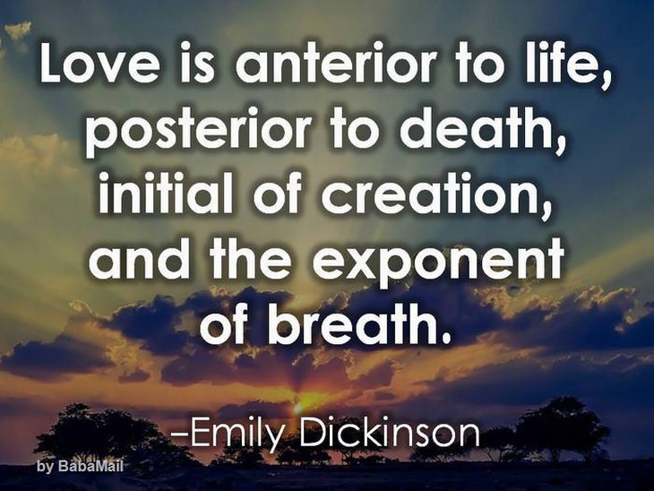 Love is anterior to life, posterior to death, initial of creation, and the exponent of breath.