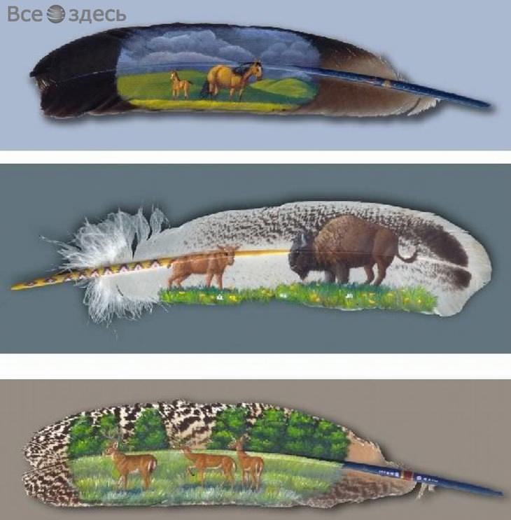 feather paintings