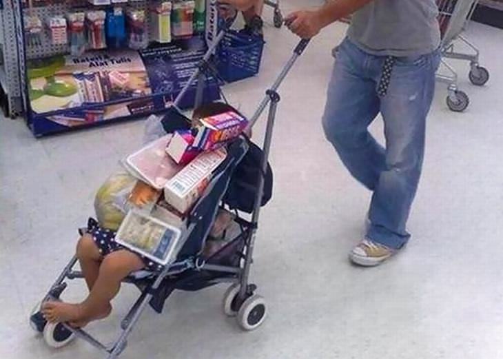 bad dad, pram, stroller, no trolley, shopping
