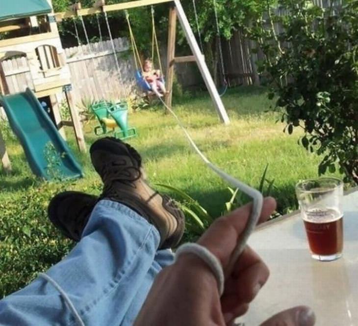 bad dad, lazy, swing, beer