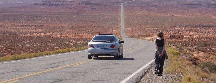 car, desert, girl