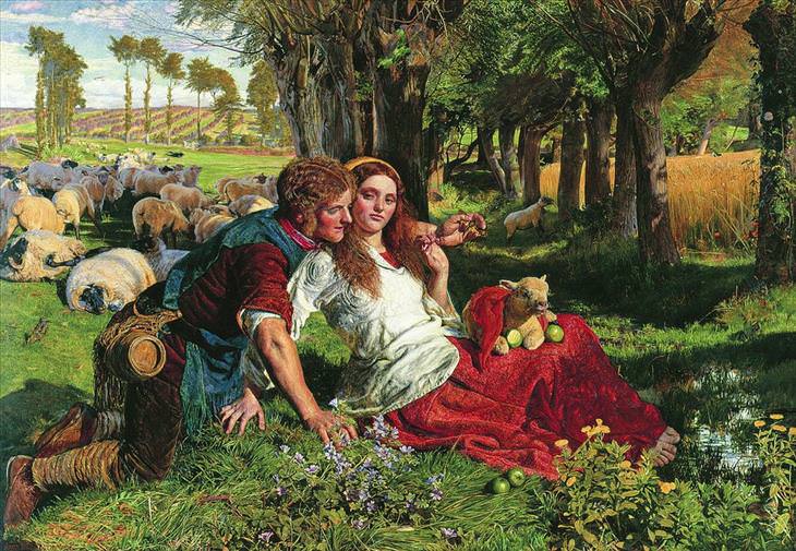 Pre-Raphaelite, paintings,  William Holman Hunt, The Hireling Shepherd