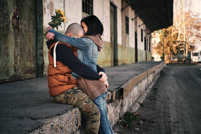 young couple embracing