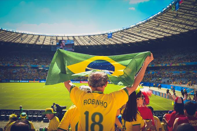 Brazilian football supporter in stadium