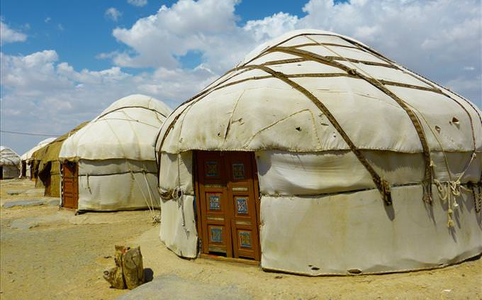 a row of yurts