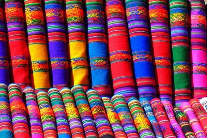 rolls of colorful fabric