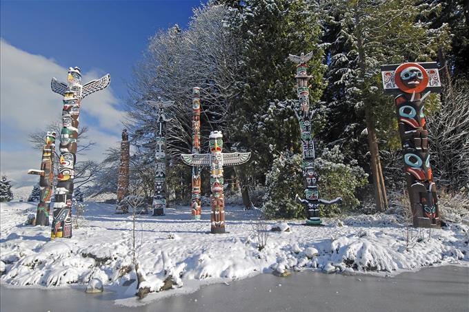 ancient totems in the snow