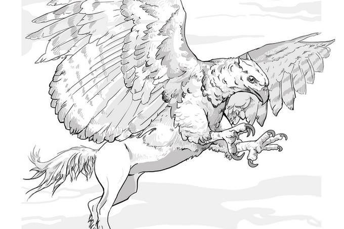 A creature with the front half of an eagle and the back of a horse