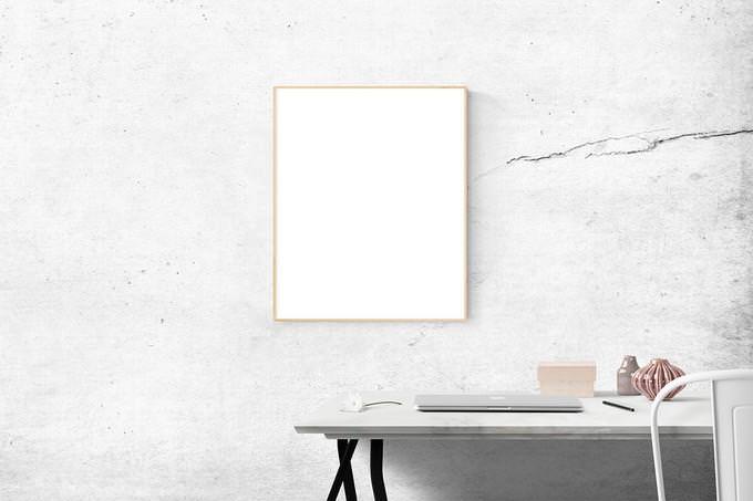 White wall with white frame