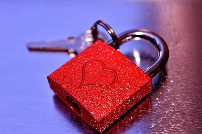 red lock and key with a heart on it