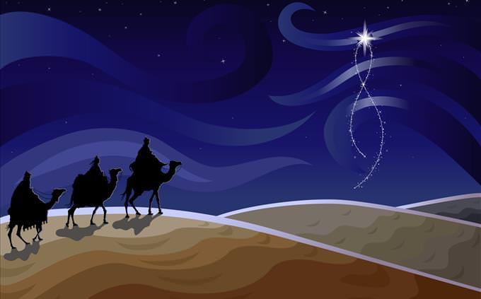 3 Wise Men following star