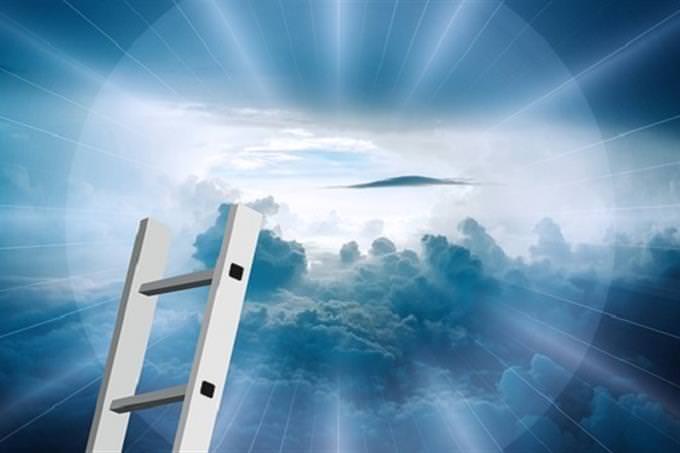 Illustration of a ladder that reaching a sparkling sky