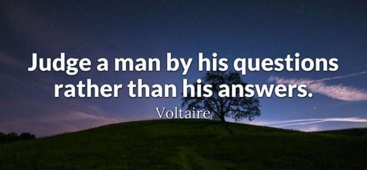 Voltaire - Judge a man by his questions rather than his answers.