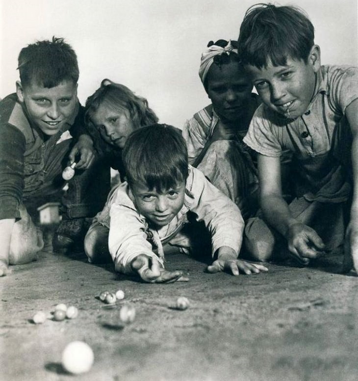 retro, photos, children, playing