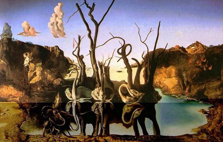 Salvador Dali artworks: Swans reflecting elephants