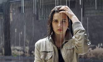 woman in rain