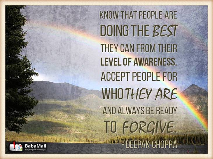 Deepak Chopra quotes - Know that people are doing the best they can from their level of awareness. Accept people for who they are and always be ready to forgive.