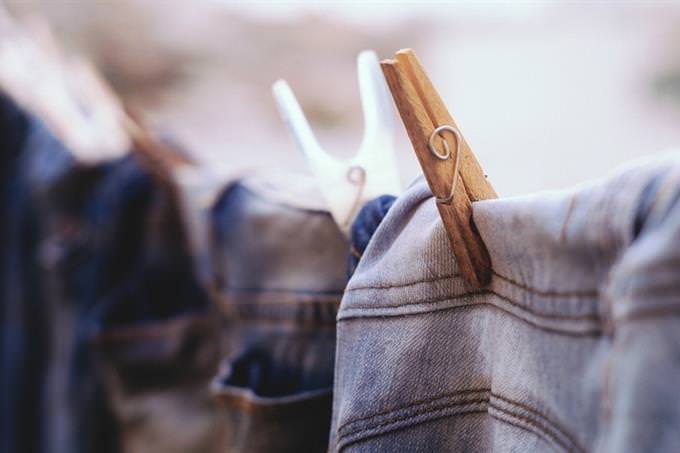 Jeans hanging to dry