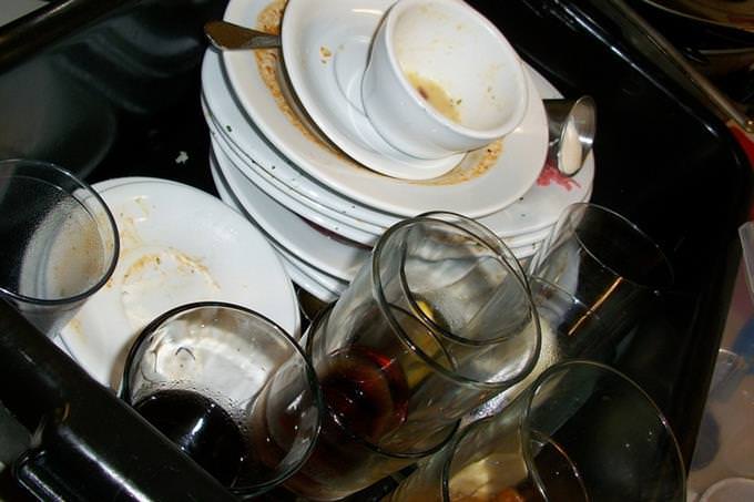 A pile of dirty dishes