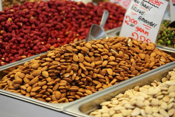 almonds at market