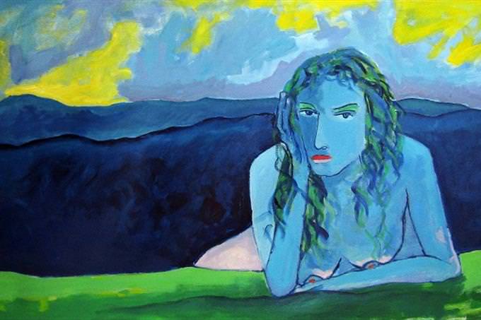 Blue nude woman artwork
